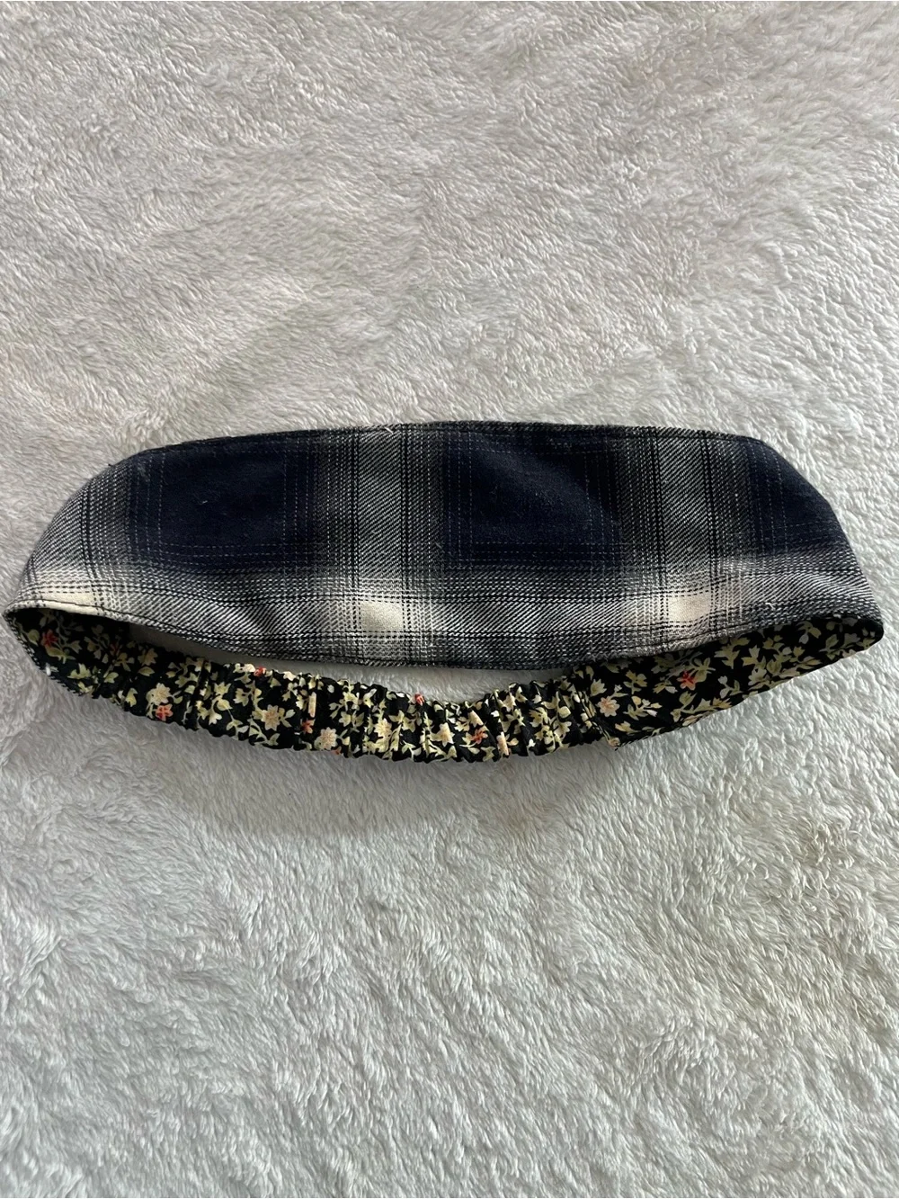 Kids Reversible Headband Unisex Girls Flannel & Floral Wide Fabric with Elastic